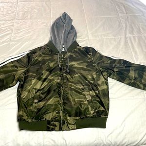Camo Bomber Jacket w/ Grey Hood